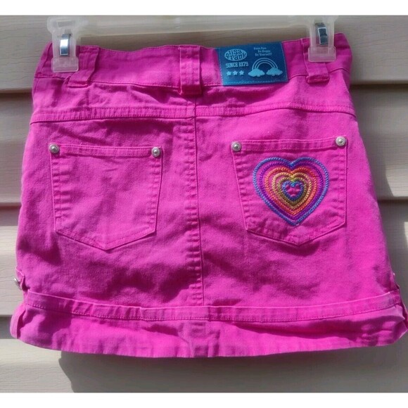 Lisa Frank Vintage Skirt Shorts Under Pink Rainbow Heart Smile Face Girls Size 8 - Picture 3 of 12